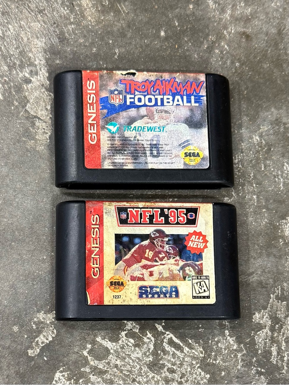 Sega Genesis NFL Football Game Lot Troy Aikman + NFL 95